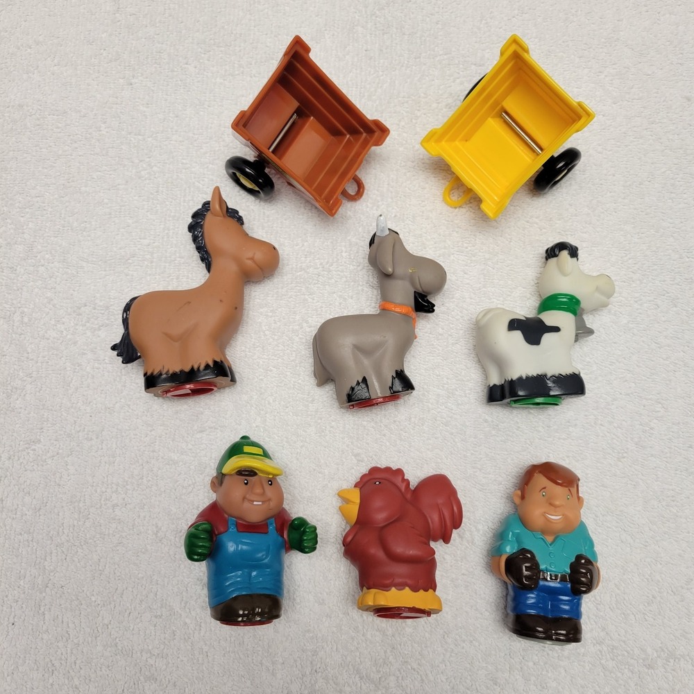 Tomy John Deere 1st Farming Fun lot of 6 action figures w/ 2 trailers